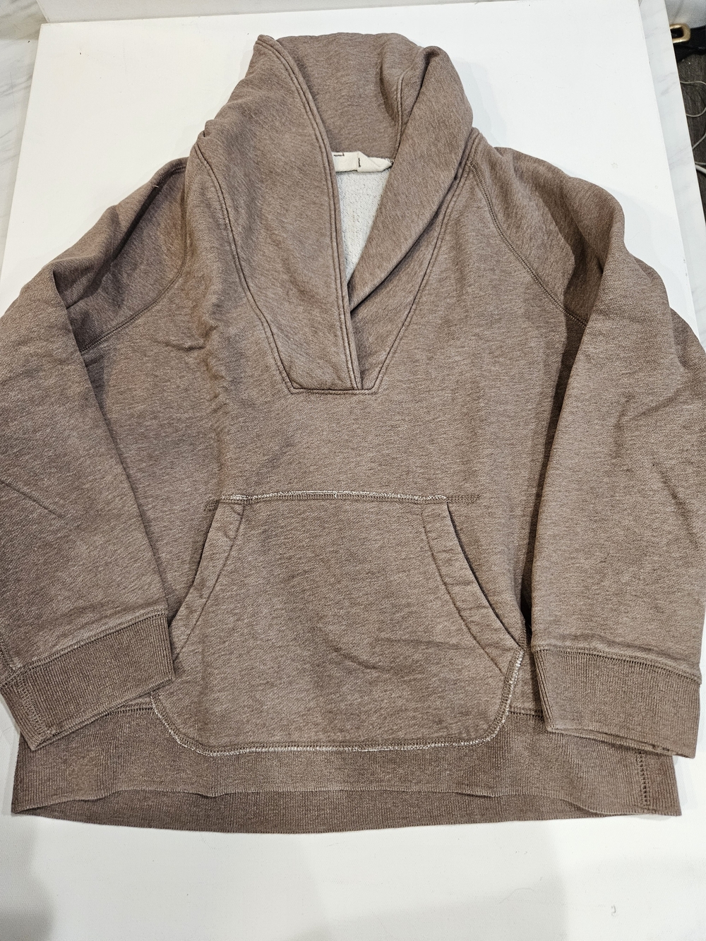 J. Crew Shawl Collar Hoodie in Warm Taupe